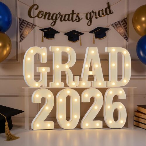 imprsv Graduation Party Decorations with GRAD 2026 Marquee Letters Numbers, 8Pcs Grad 2026 Light Up Letters, LED Alphabet Number for Graduation Table Decor