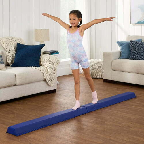 8ft Folding Floor Balance Beam 2-Panel for Gymnastics Practice, Exercise Royal Blue