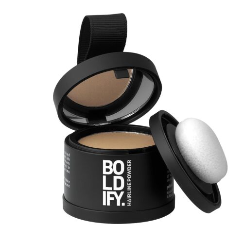 BOLDIFY Hairline Powder - Water-Resistant Root Touch Up Hair Color for Gray Coverage - 24-Hour Stain-Proof, Mess-Free Hair Powder for Thinning Hair - Dark Blonde