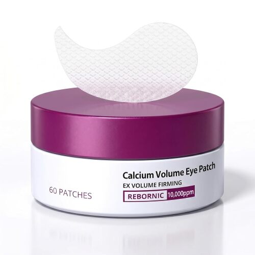 Calcium Volume Eye Patch with Rebornic 10,000ppm & Hydrolyzed Elastin – 60 Patches for Puffiness Relief, Fine Lines, Firming & Lifting, Hydrating Eye Patches for Face and Neck Care