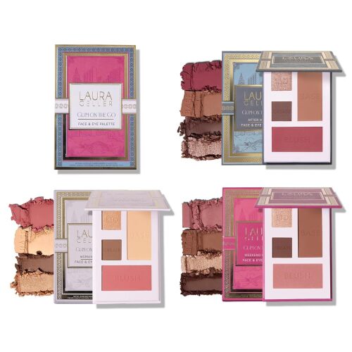 LAURA GELLER NEW YORK Glam On the Go Eyeshadow & Blush Palettes - Each Set Includes Three Palettes - Ready for Gifting - Easy to Use Makeup for Mature Ski