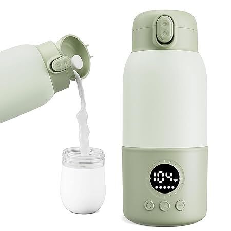 Portable Bottle Warmer for Travel, Fast Heating Baby Bottle Warmer with Keep Warm Function, Portable Milk Warmer for Breast Milk & Formula, 13oz Large Capacity On-the-Go Feeding Solution