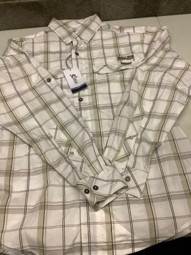 World Wide Sportsman - Pelican plaid, Medium Mens Long sleeve shirt - Lot 155