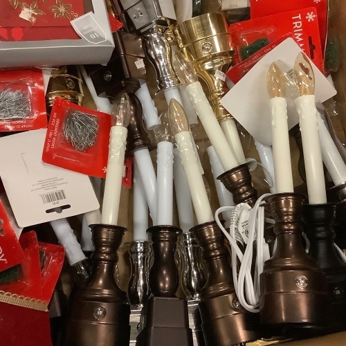 Misc. Christmas decorations. Bows, Candles, Hooks, and Cards - Lot 159