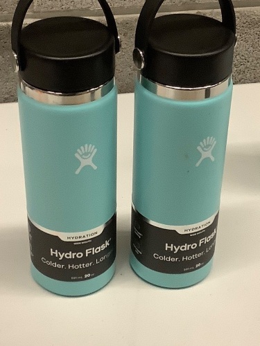 Lot of (2) Hydroflask 20 oz. water bottles - Small dent on bottoms - Lot 161