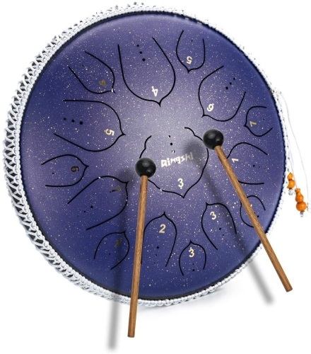 14 Inch 15 Note Steel Tongue Drum Qingshi Percussion Instrument Lotus Hand Pan Drum - Lot 176