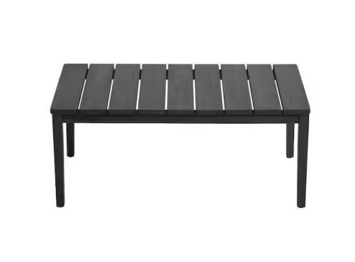 Teak Wood Black Modern Rectangle Outdoor Coffee Table