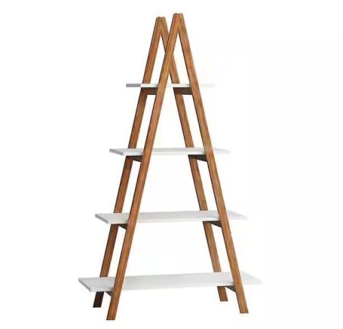Siavonce Solid Bamboo Wood Oxford "A" Frame Ladder Display Bookshelf