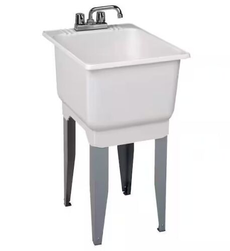 MUSTEE Utilatub Combo 18 in. x 23.5 in. x 33 in. Co-Polypure Floor Mount Laundry Tub
