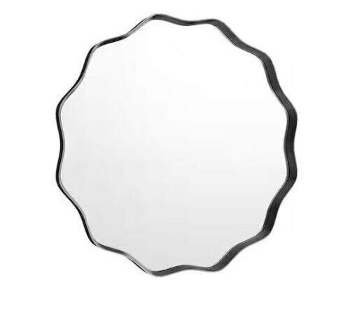 Black 24.1 in. W x 24.1 in. H Wavy Deep Metal Framed Mirror