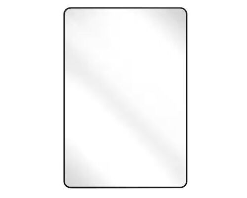 24 in. W x 36 in. H Rectangular Aluminum Alloy Framed Rounded Black Wall Mirror