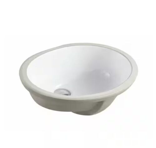 19-1/2 in. x 16 in. Oval Undermount Vitreous Glazed Ceramic Lavatory Vanity Bathroom Sink Pure White