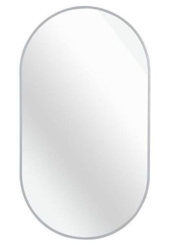 20 in. W x 33 in. H Silver Oval Wall Mirror with Aluminum Frame-Shatterproof HD Glass