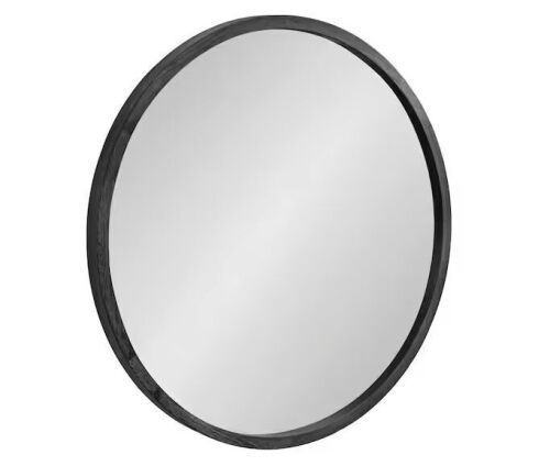 Kate and Laurel Occonor 28 in. W x 28 in. H Black Round Transitional Framed Decorative Wall Mirror