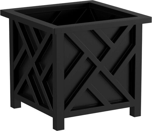 Lattice Design Outdoor Planter Box - 14.75” Square 13” Tall