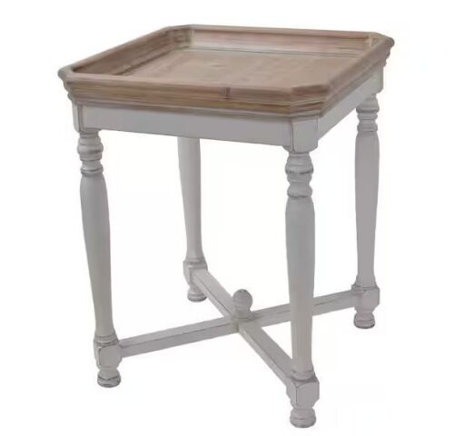 A & B Home Alcott Aged White Square Side Table