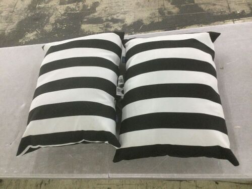 Lot of (2) ARDEN Black Cabana Stripe Rectangle Outdoor Throw Pillow
