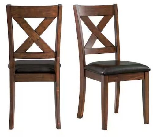Picket House Furnishings Alexa Cherry Faux Leather X-Back Dining Chair (Set of 2)
