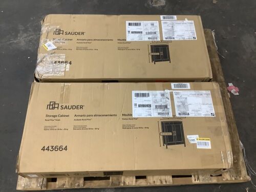 Lot of (2) SAUDER Select Rural Pine Finish 38 in. Storage Cabinet with Adjustable Shelves
