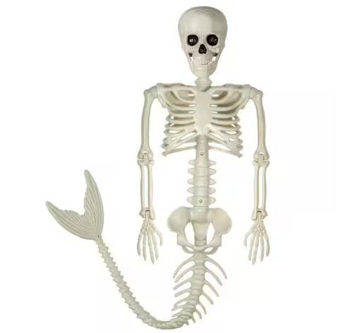 38 in. White Halloween Mermaid Skeleton
