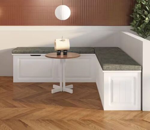 FUFU&GAGA Modern L-Shaped Corner Wooden Storage Bench