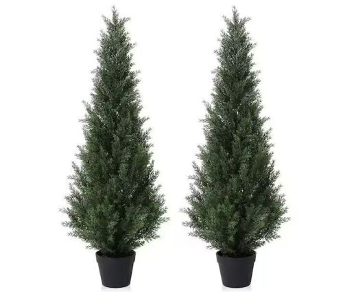 DR.Planzen 4 ft. Artificial Indoor/Outdoor Topiary Cedar Tree, Set of 2