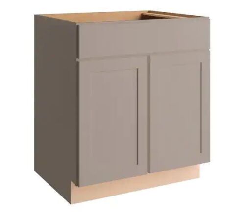Hampton Bay Courtland 30 in. W x 24 in. D x 34.5 in. H Assembled Shaker Base Kitchen Cabinet in Sterling Gray