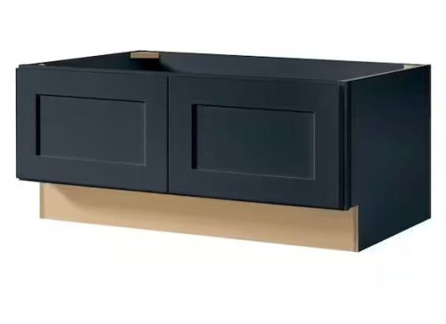 Hampton Bay Avondale 36 in. W x 16.5 in. H x 24 in. D Ready To Assemble Plywood Shaker Bench Base in Ink Blue