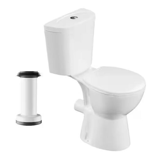 Simple Project Two-Piece 19 in. Rear Drain Toilet Dual Flush 0.8/1.28 GPF Double Flush Round in White, with Soft Closing Seat