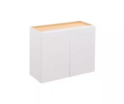Hampton Bay Shaker 30 in. W x 12 in. D x 24 in. H Assembled Wall Bridge Kitchen Cabinet in Satin White