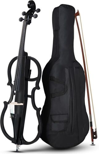 4/4 Professional Silent Electric Cello Kit with Thickened Bag, Stereo Headphones, Premium Cable and Rosin