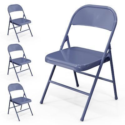 VINGLI 4-Pcs 350 lbs Folding Chairs with All Steel Metal Frame
