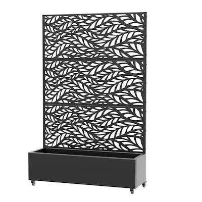 72-in H x 47-in L x 16-in W Black Metal Planter with Privacy Screen Trellis