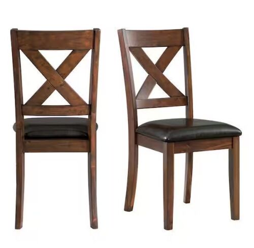 Picket House Furnishings Alexa Cherry Faux Leather X-Back Dining Chair (Set of 2)