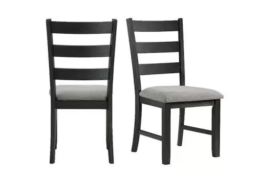 Picket House Furnishings Kona Black Upholstered Ladder Back Dining Chair (Set of 2)