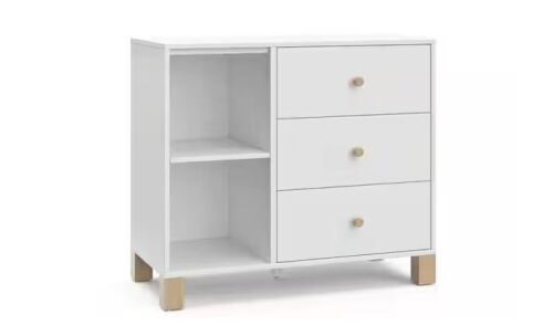 Storkcraft California White with Driftwood 37.87 in. Wide 3-drawer Combo Dresser - Loose Hardware