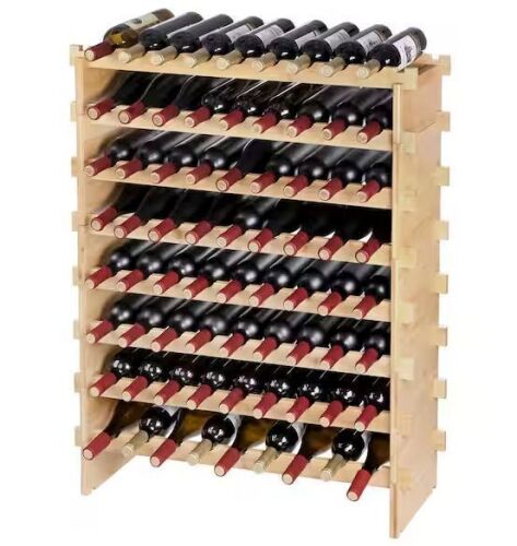 72-Bottle Stackable Bamboo Wine Rack, 8-Tier