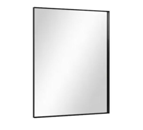 24 in. W x 35.8 in. H Modern Rectangular Aluminum Deep Framed Black Wall Mirror