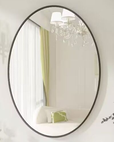 24 in. x 36 in. Oval Black Classic Aluminum Alloy Framed Wall Mirror