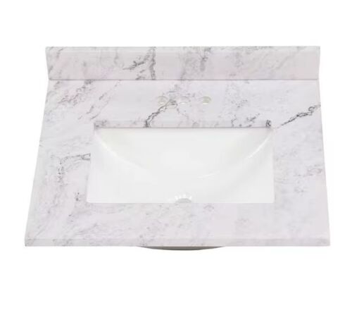 Home Decorators Collection 25 in. W x 22 in. D Engineered Stone Composite White Rectangular Single Sink Vanity Top in Lunar