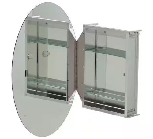 Croydex 21 in. W x 31 in. H Frameless Aluminum Surface-Mount Bathroom Medicine Cabinet with Easy Hang System