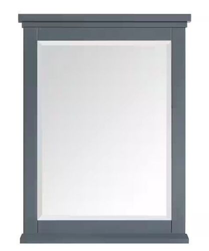 Home Decorators Collection Merryfield 24 in. W x 32 in. H Rectangular Wood Framed Wall Mirror in Dark Blue-Gray