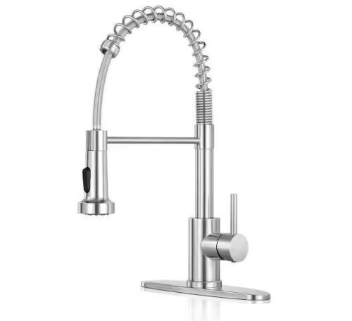 Brushed Nickel 17 in. H Pull Down Sprayer Kitchen Faucet with 360 ° Spout Swivel Stainless Steel