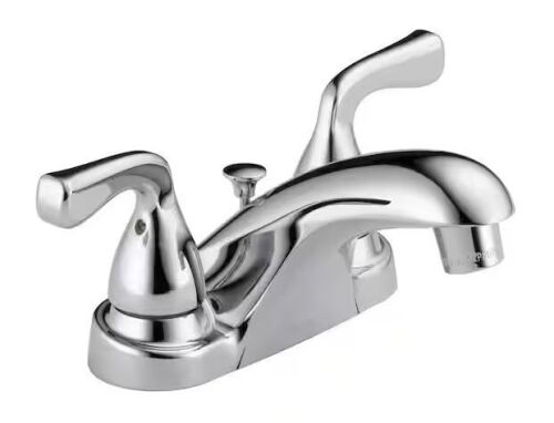 Delta Foundations 4 in. Centerset Double Handle Bathroom Faucet in Polished Chrome