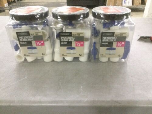 Lot of (3) Everbilt 1/2 in. Slip x 1/2 in. Slip PVC Schedule 40-Ball Valve Pro Pack (12-Pack)