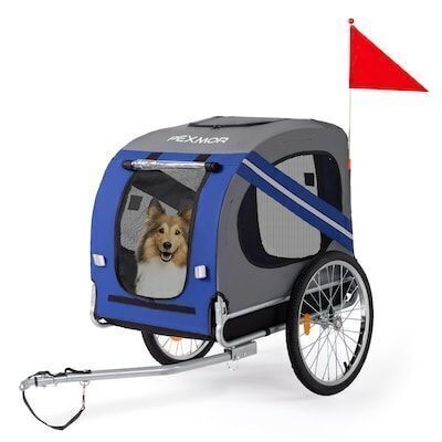 Dog Bike Trailer Folding Pet Cart with Universal Hitch 20in Wheels and 3 Entrances