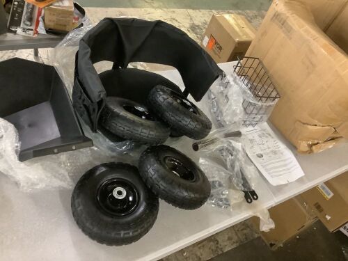 Rolling Garden Stool with Seat and Extendable Handle - Missing Frame and Rear Axle