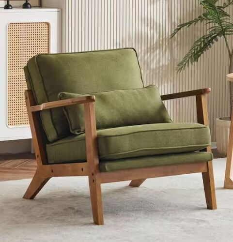 Green Arm Chair with Wide Armrest