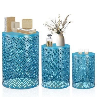 Outdoor Stackable Side Tables, 3 Piece