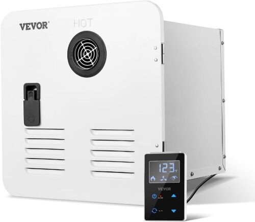 VEVOR RV Tankless Water Heater, 42000BTU, Instant Shower with 15 x 15 inches White Door and Remote Controller